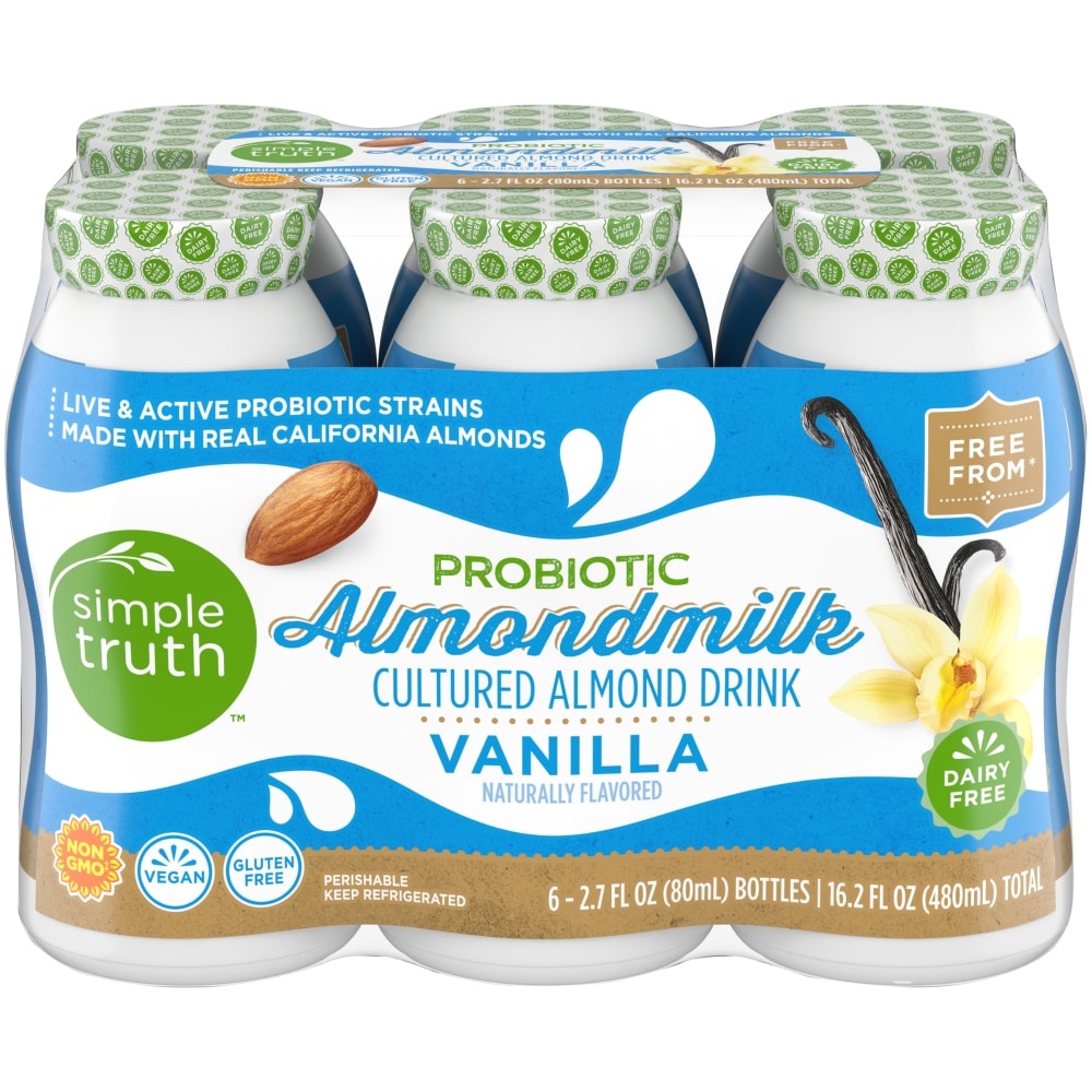 slide 1 of 1, Simple Truth Vanilla Probiotic Almondmilk, 6 ct; 2.7 fl oz