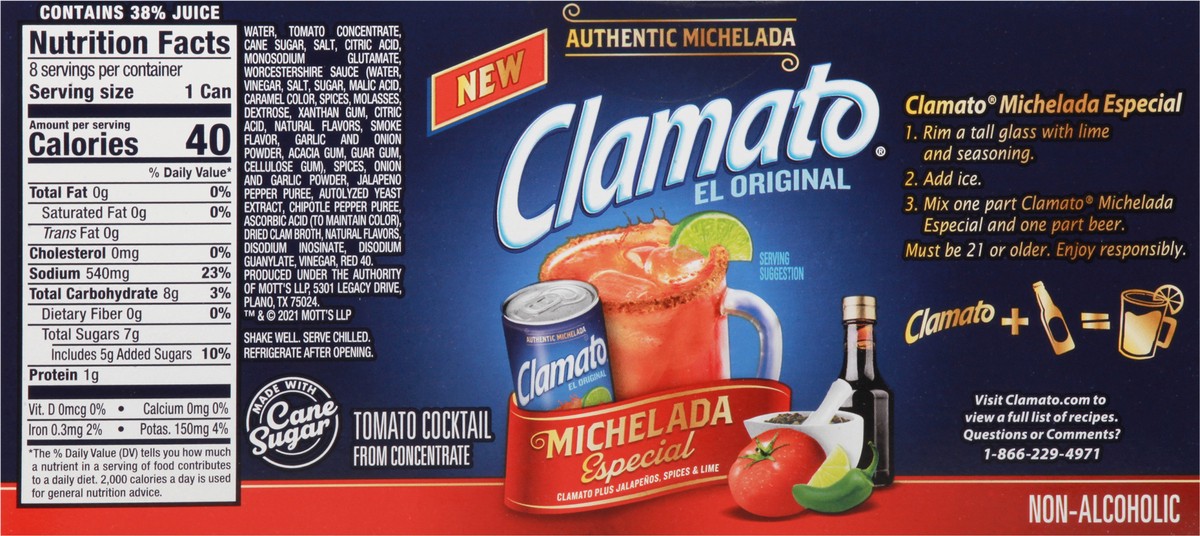 slide 9 of 10, Clamato El Original Michelada Especial 5.5 oz Cans, 8 ct