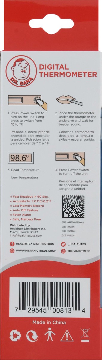 slide 9 of 9, Dr. Sana Digital Thermometer 1 ea, 1 ct