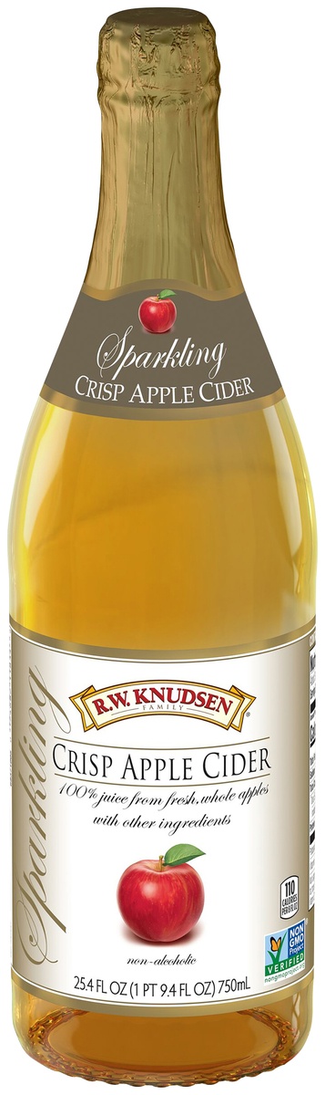 slide 1 of 1, R.W. Knudsen Family Sparkling Crisp Apple Cider, 25.4 Ounces, Non-Alcoholic Juice, 25.4 oz