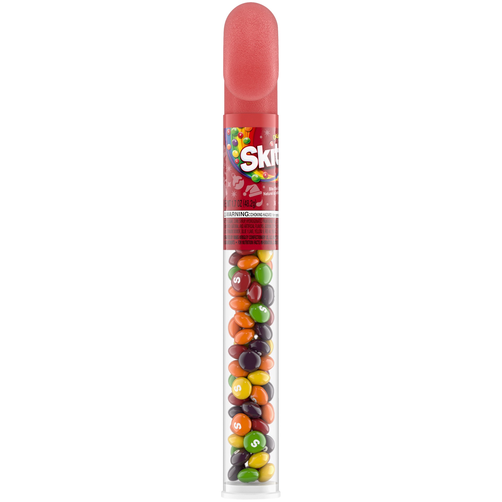 slide 5 of 5, Skittles Original Filled Christmas Candy Cane Tube, 1.7 ounce, 1.7 oz