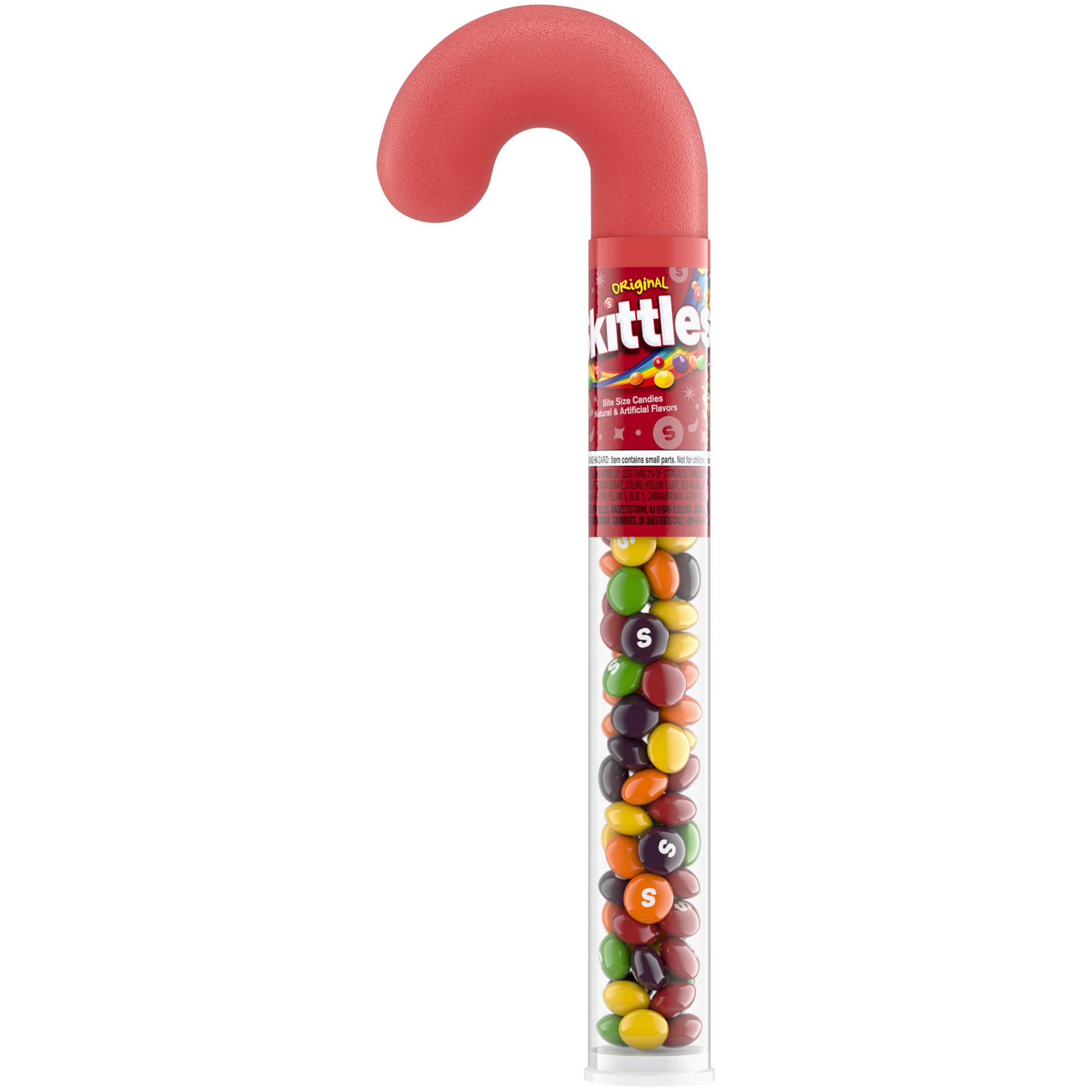 slide 1 of 5, Skittles Original Filled Christmas Candy Cane Tube, 1.7 ounce, 1.7 oz