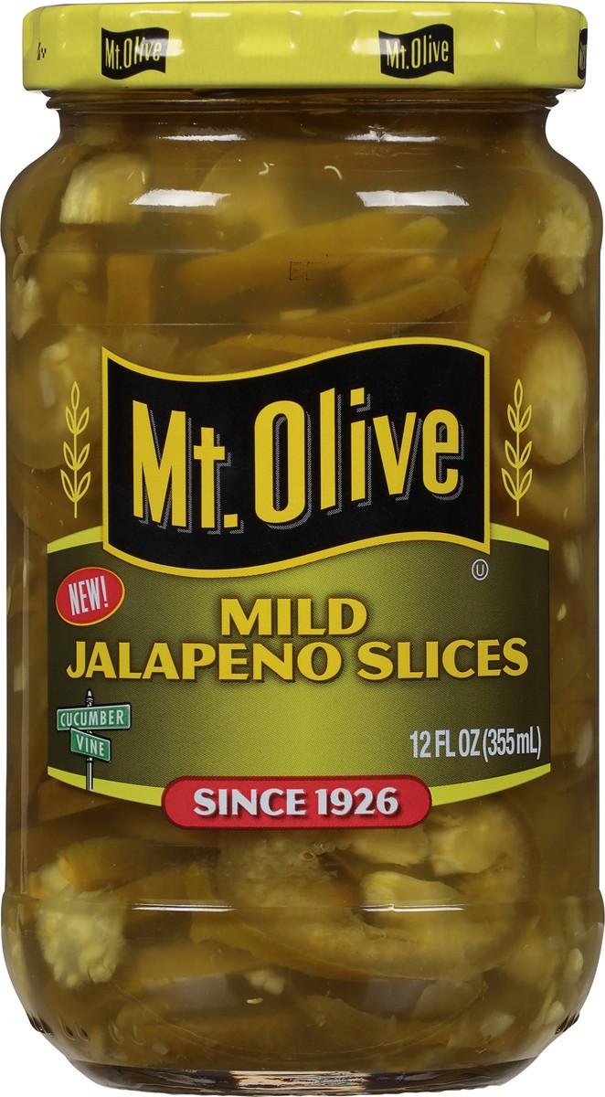 slide 1 of 3, Mt. Olive Mild Jalapeno Slices, 12 fl oz
