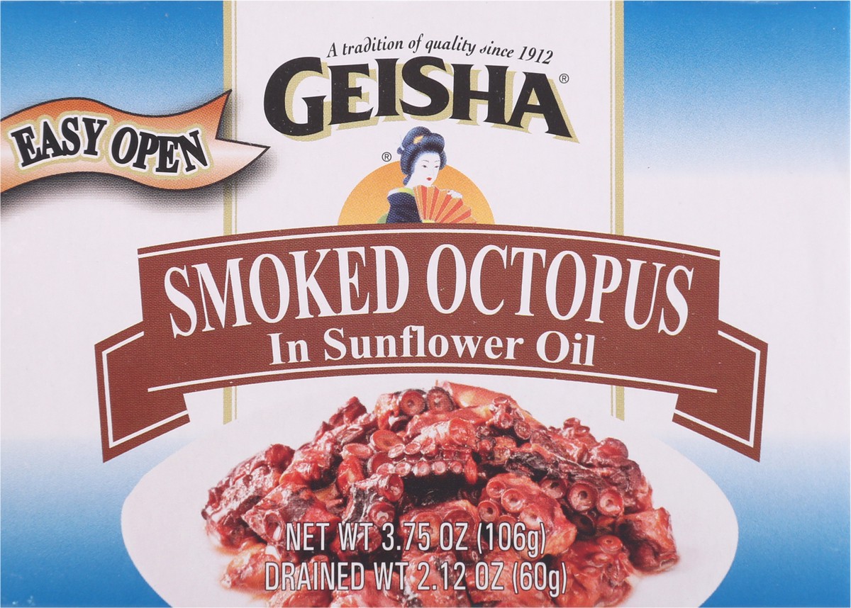 slide 4 of 9, Geisha Smoked Octopus in Sunflower Oil 3.75 oz, 