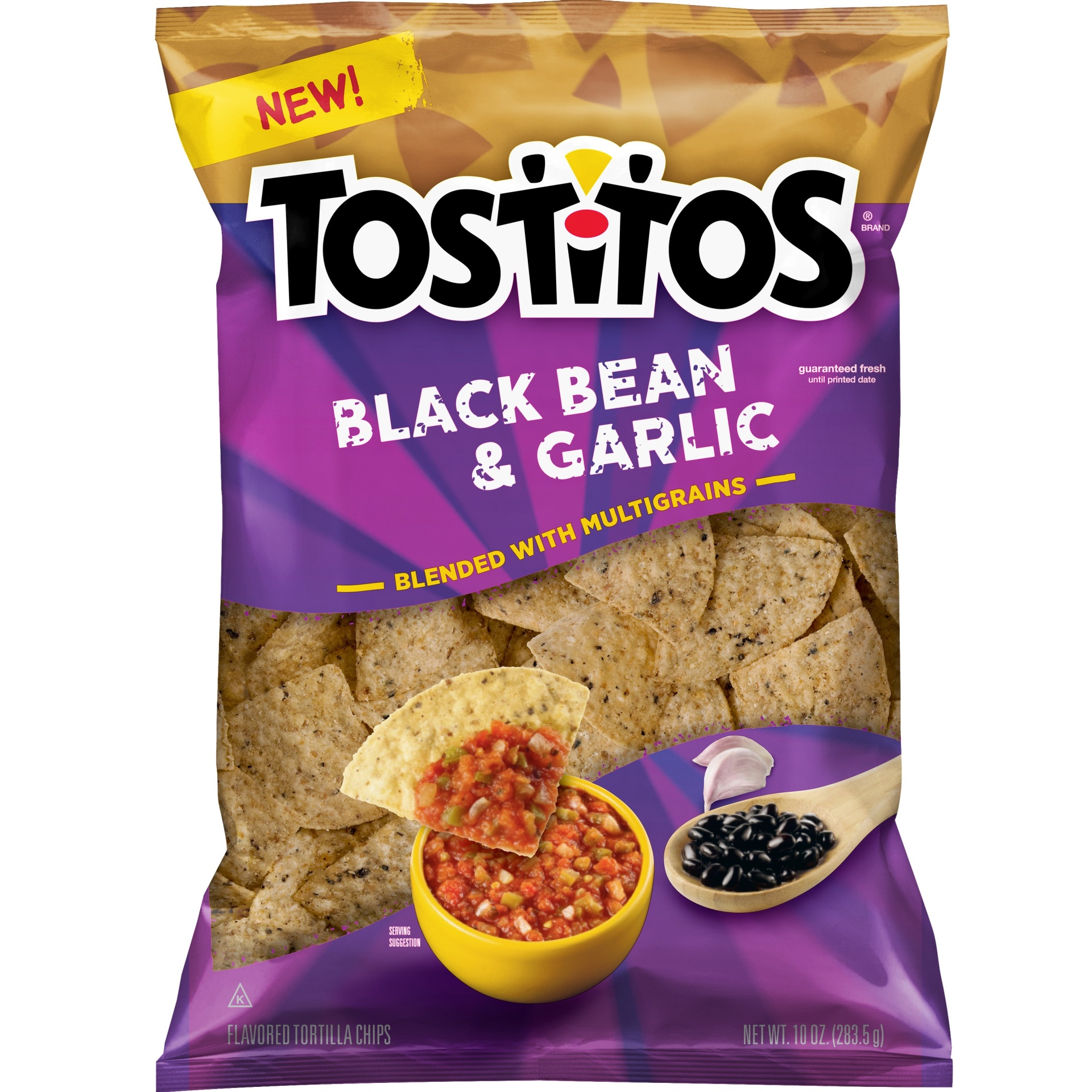 slide 1 of 4, Tostitos Black Bean & Garlic Tortilla Chips, 10 oz