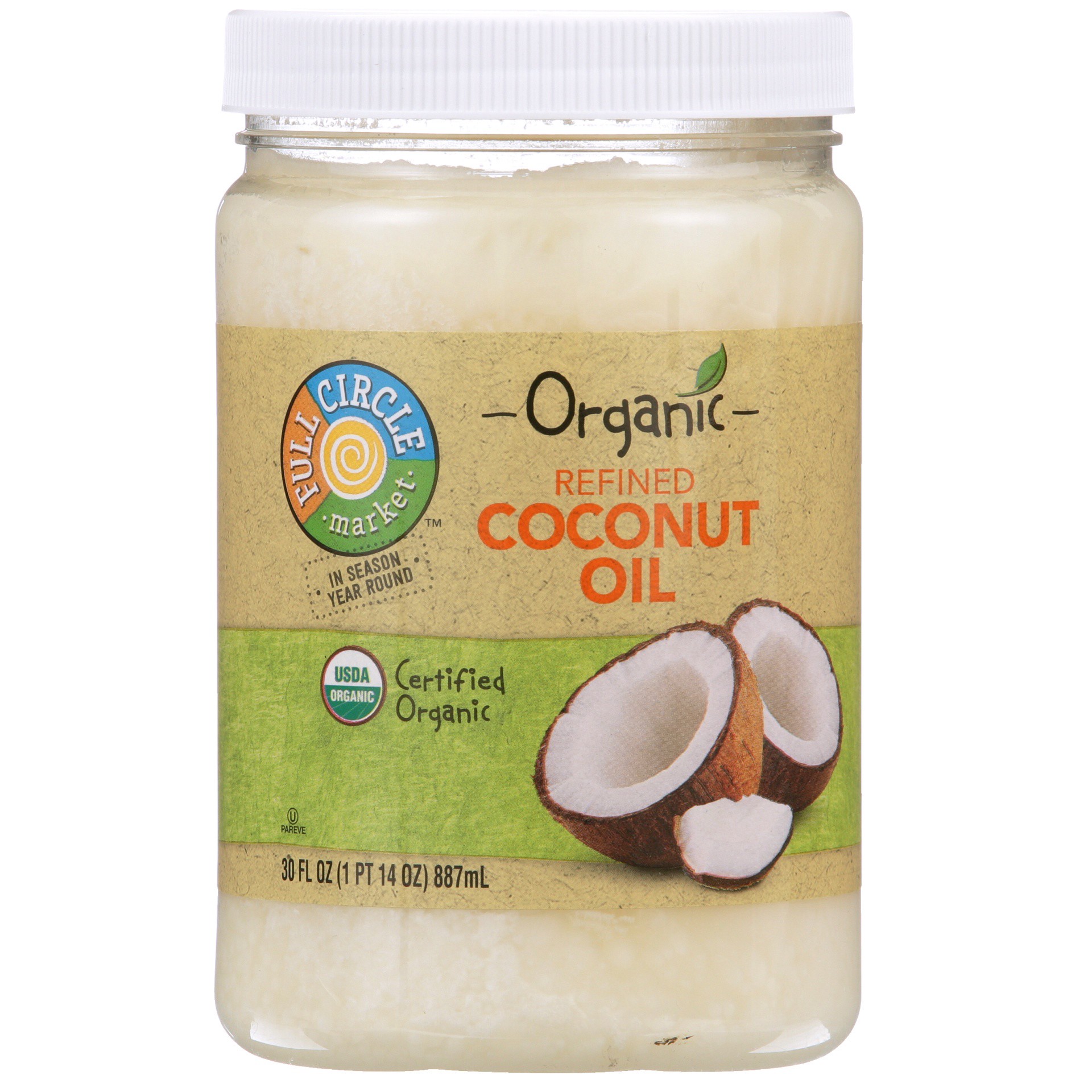 slide 1 of 6, Full Circle Market Organic Refined Coconut Oil, 30 oz