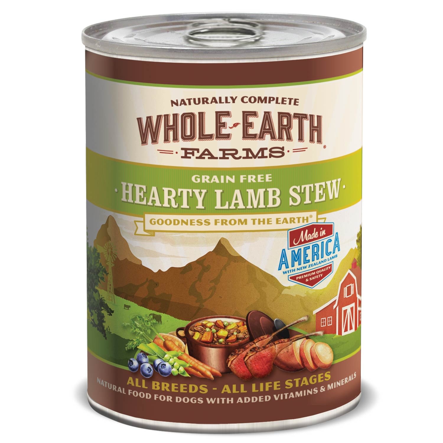 slide 1 of 1, Whole Earth Farms Grain Free Hearty Lamb Stew Canned Dog Food, 12.7 oz