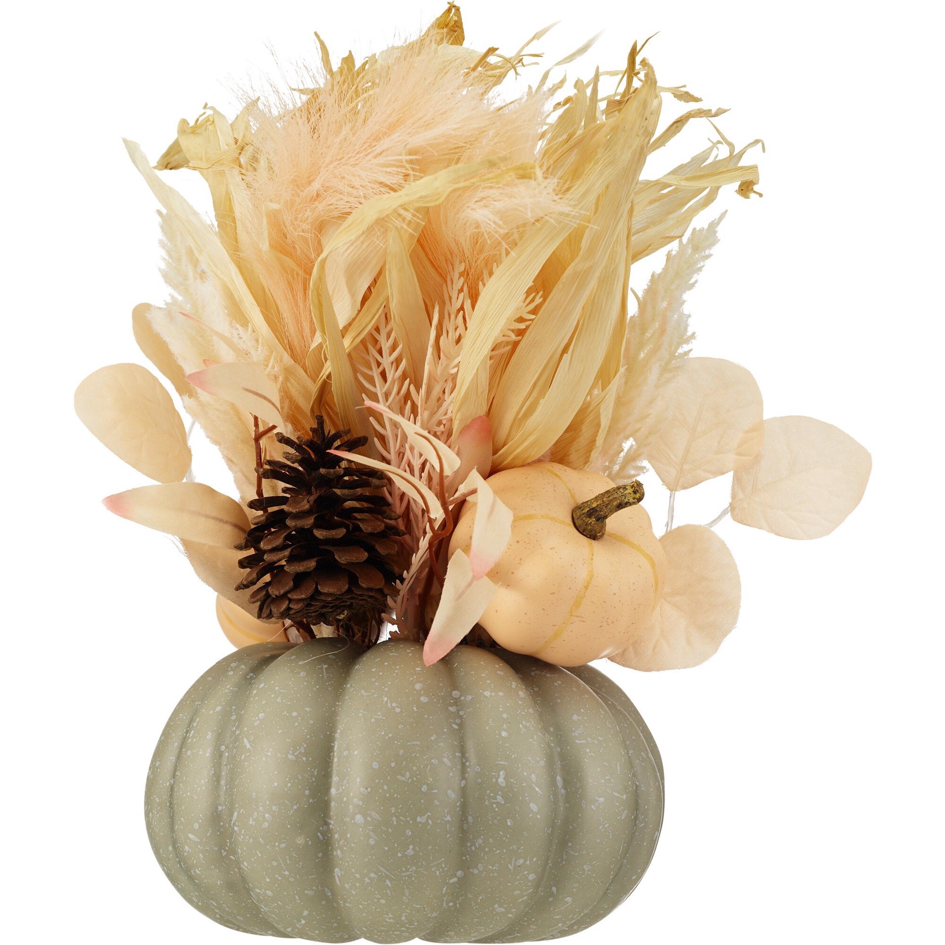 slide 1 of 1, Fall Fest Pumpkin With Pampas, 13 In, 1 ct