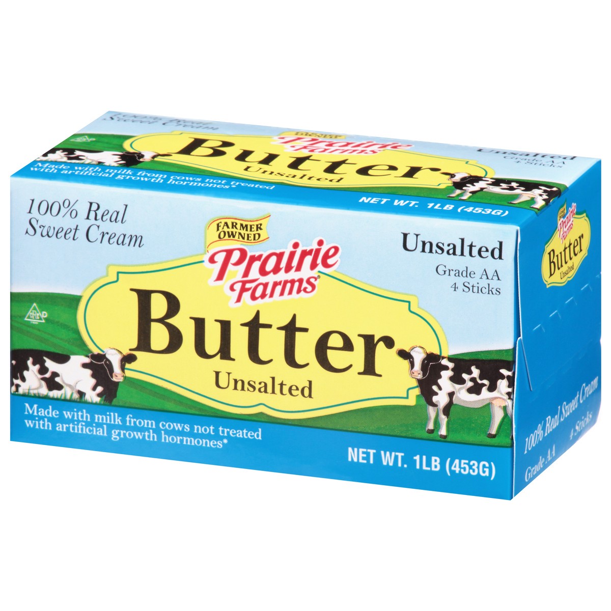 slide 7 of 10, Prairie Farms Unsalted Butter Quarters, 16 oz