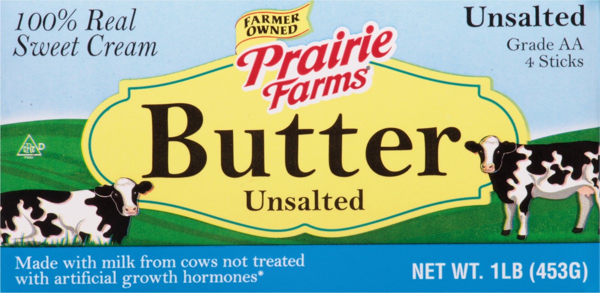 slide 2 of 10, Prairie Farms Unsalted Butter Quarters, 16 oz