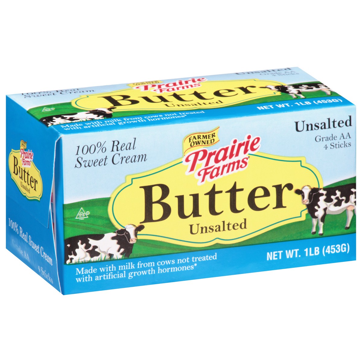 slide 8 of 10, Prairie Farms Unsalted Butter Quarters, 16 oz