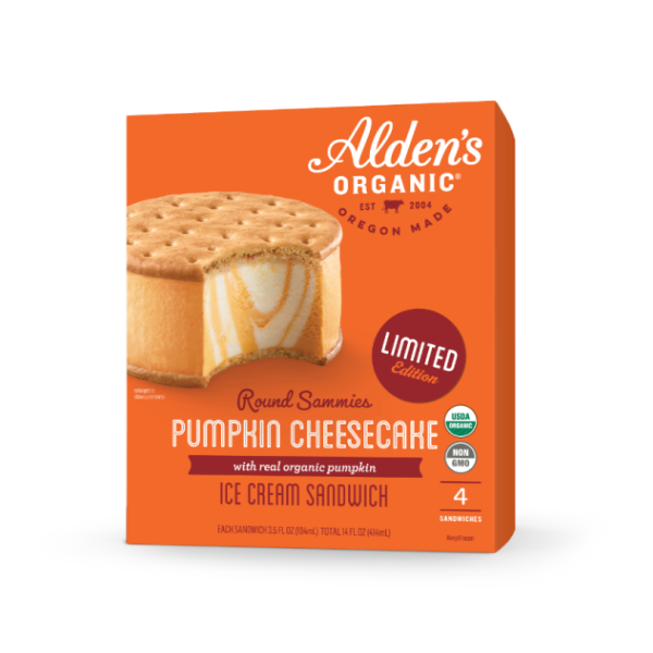 slide 1 of 1, Alden's Ice Cream Organic Pumpkin Cheesecake Ice Cream Sandwich, 1 ct