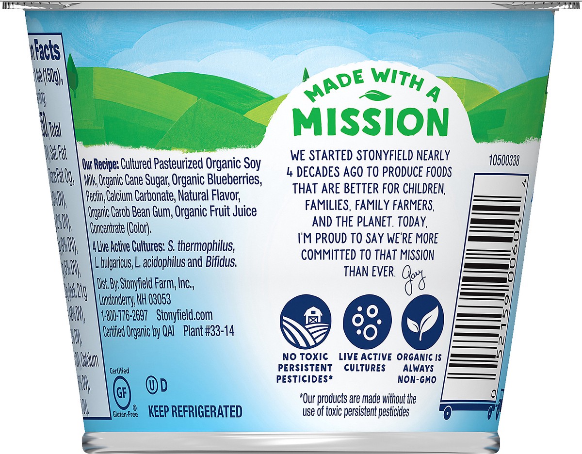 slide 8 of 8, Stonyfield Blueberry Bottom Soy Yogurt, 6 oz