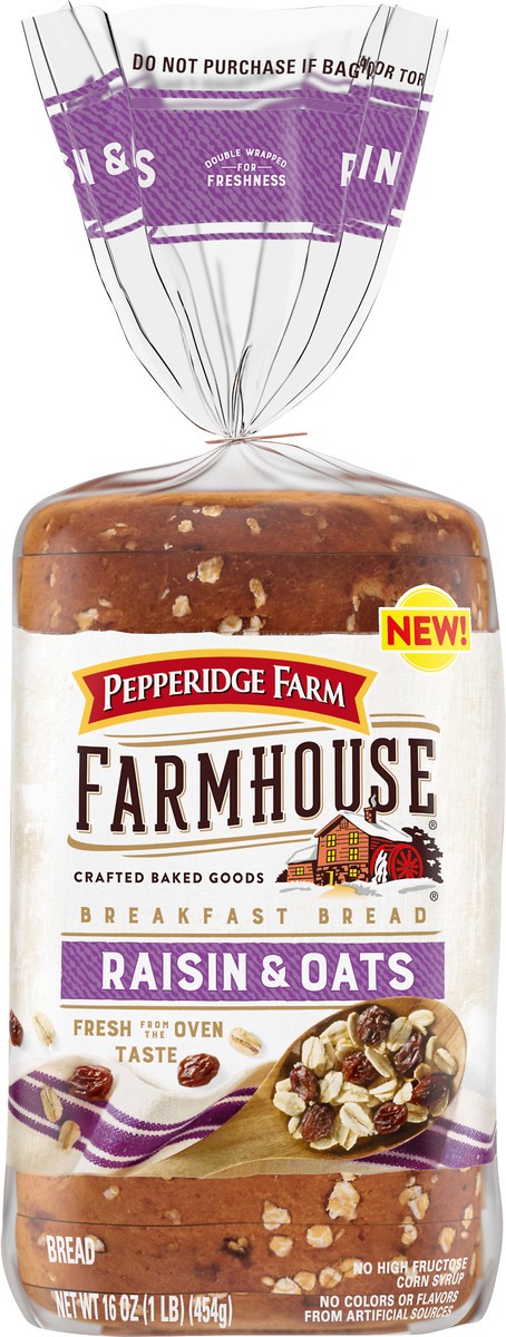 slide 1 of 5, Pepperidge Farm Farmhouse Raisin & Oats Breakfast Bread 16 oz, 16 oz