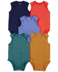 Carter's Baby 6-Pack Striped Tank Bodysuits Multi 9M