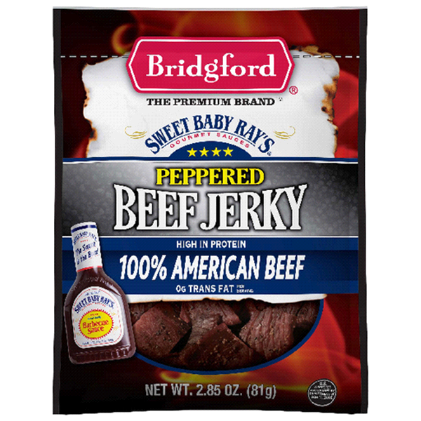 slide 1 of 1, Bridgford Sweet Baby Ray's Peppered Beef Jerky 2.85Oz Bag, 2.85 oz