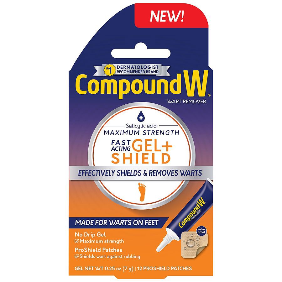 slide 1 of 5, Compound W Gel + Shield Wart Remover and ProShield Patches, 0.25 oz