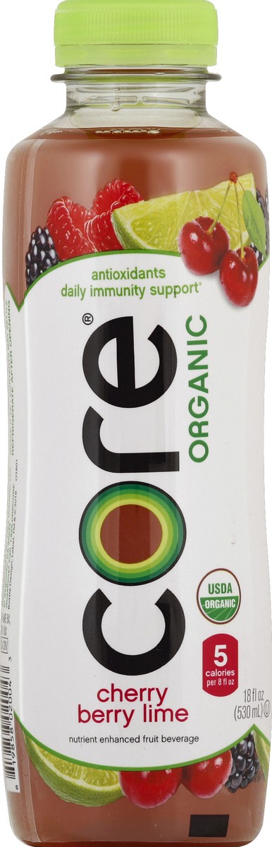 slide 2 of 6, Core Organic Cherry Berry Lime Fruit Infused Beverage - 18 fl oz, 18 fl oz