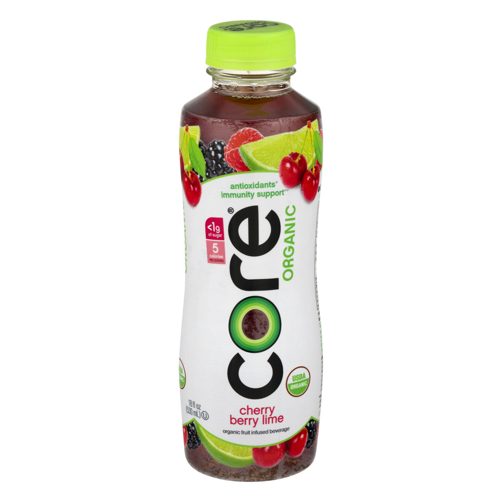 slide 1 of 6, Core Organic Cherry Berry Lime Fruit Infused Beverage - 18 fl oz, 18 fl oz