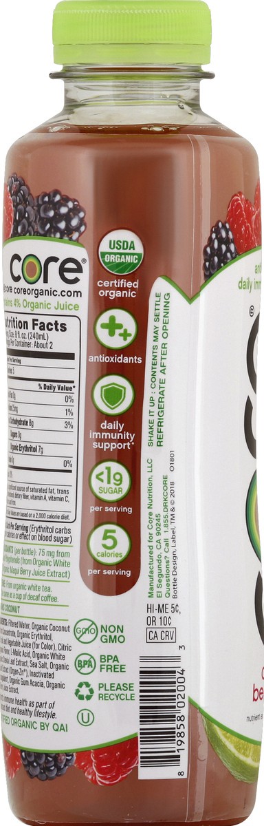 slide 4 of 6, Core Organic Cherry Berry Lime Fruit Infused Beverage - 18 fl oz, 18 fl oz