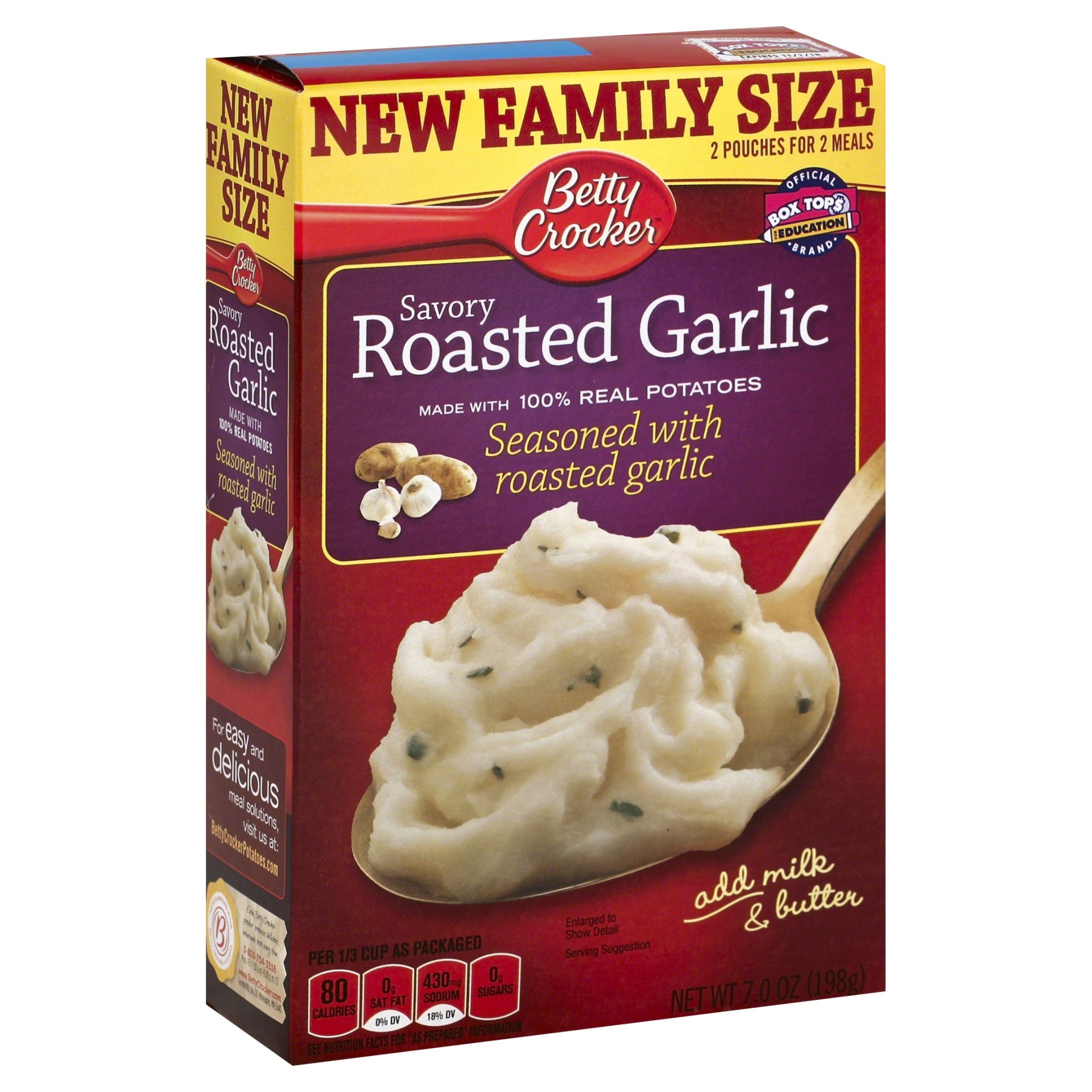 slide 1 of 1, Betty Crocker Savory Roasted Garlic Mashed Potatoes Family Size Box, 7 oz