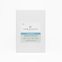 ROOM & RETREAT RR 400 Thread Counts Pillowcase, King, Set of 2, White