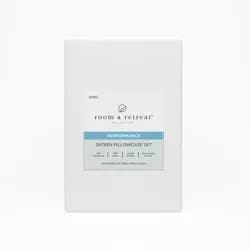 ROOM & RETREAT RR 400 Thread Counts Pillowcase, King, Set of 2, White