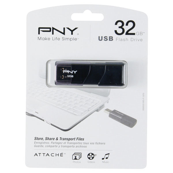 slide 1 of 2, PNY 32GB Attache USB 2.0 Flash Drive Black, 1 ct