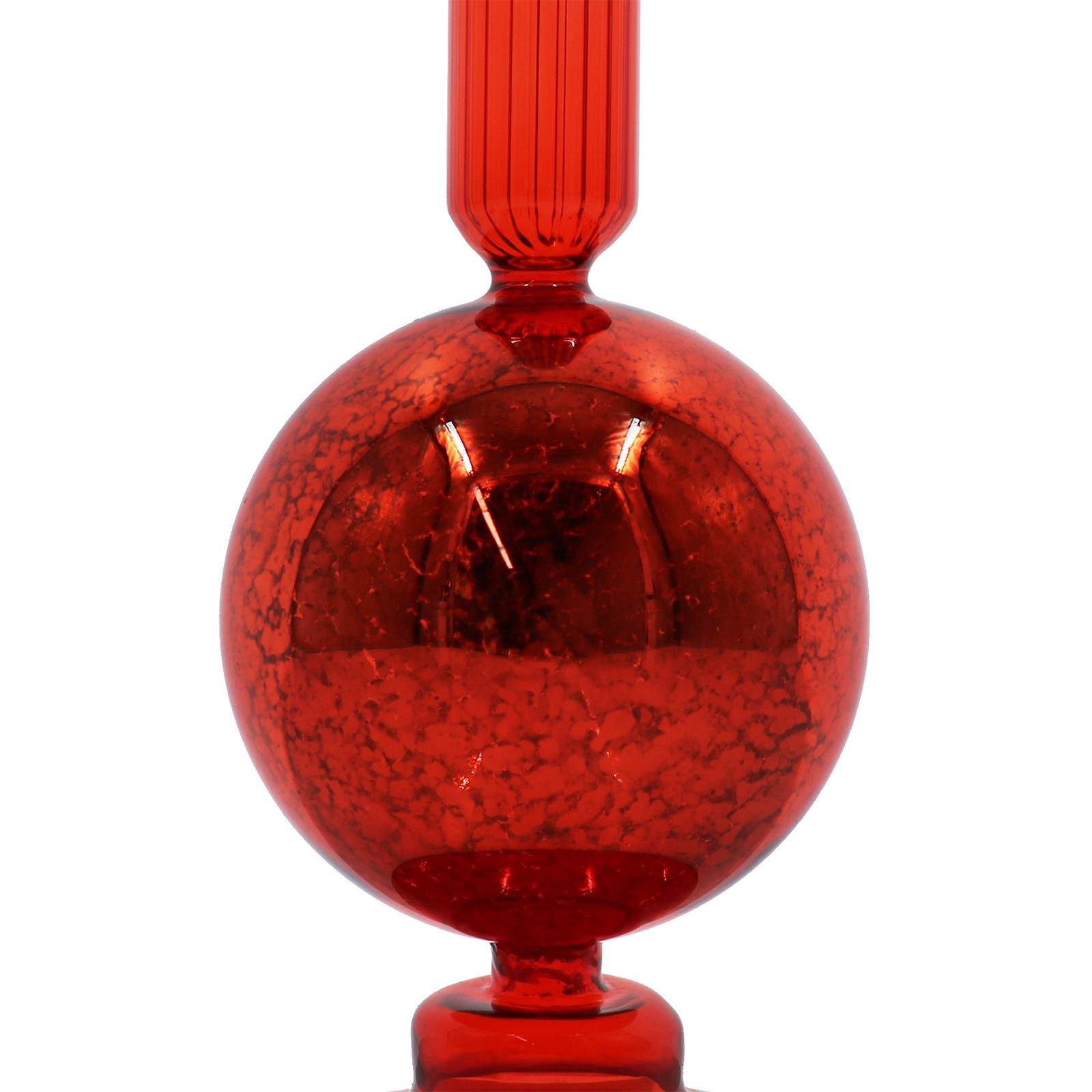 slide 3 of 3, 7" Red Cracked Glass Ball Taper Candle Holder By Ashland, 3.5 in x 3.5 in x 7 in