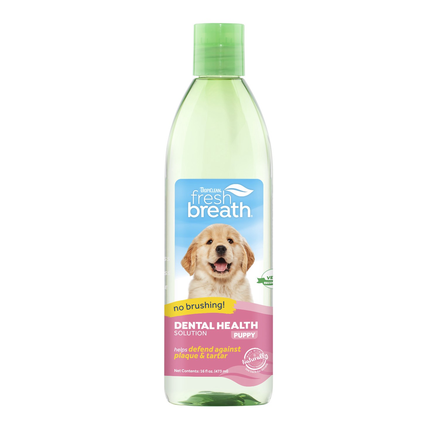 slide 1 of 10, TropiClean Fresh Breath Dental Health Solution for Puppies, 16oz, 16 oz