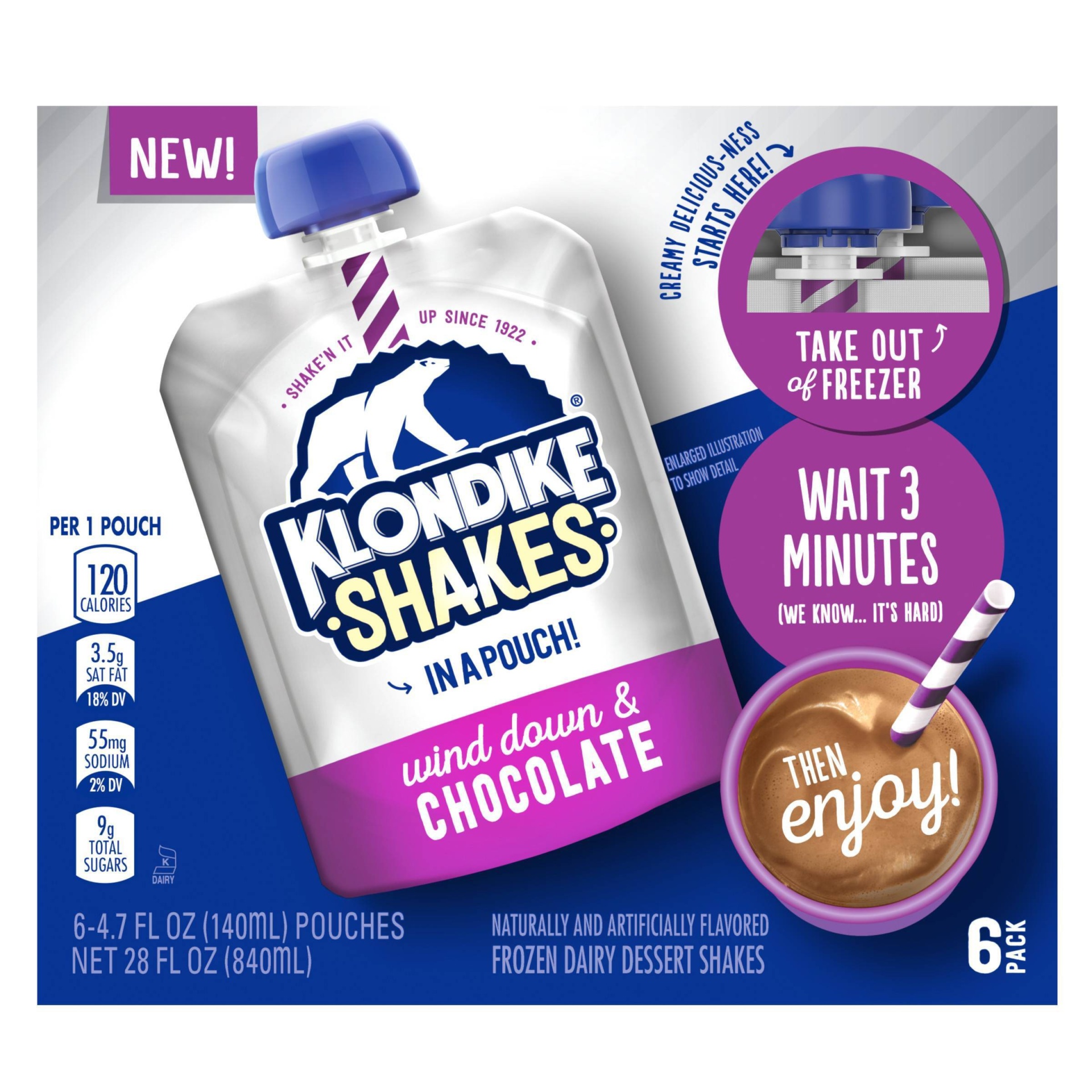 slide 1 of 1, Klondike Shakes Chocolate Milkshake Pouches, 30 oz