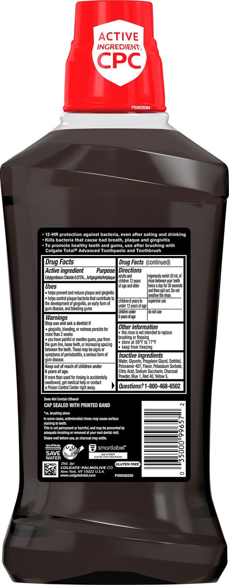 slide 2 of 7, Colgate Total Charcoal Ultrafresh Mouthwash, 33.8 oz