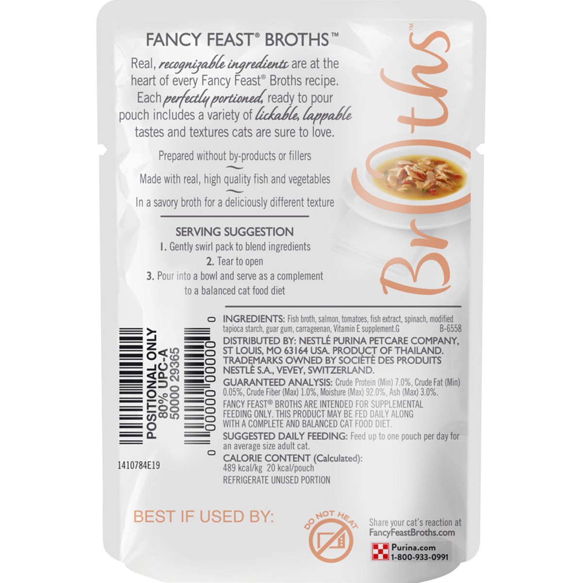 slide 3 of 3, Fancy Feast Purina Fancy Feast Broths Classic with Wild Salmon & Vegetables Gourmet Cat Complement, 1.4 oz