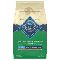 Blue Buffalo Life Protection Formula Adult Dry Dog Food, Helps Build and Maintain Strong Muscles, Made with Natural Ingredients, Lamb & Brown Rice Recipe, 5-lb Bag