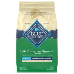 Blue Buffalo Life Protection Formula Adult Dry Dog Food, Helps Build and Maintain Strong Muscles, Made with Natural Ingredients, Lamb & Brown Rice Recipe, 5-lb Bag