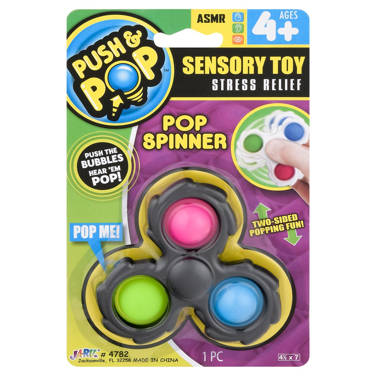 slide 1 of 9, Ja-Ru Push & Pop Spinner Stress Relief Sensory Toy, 1 ct