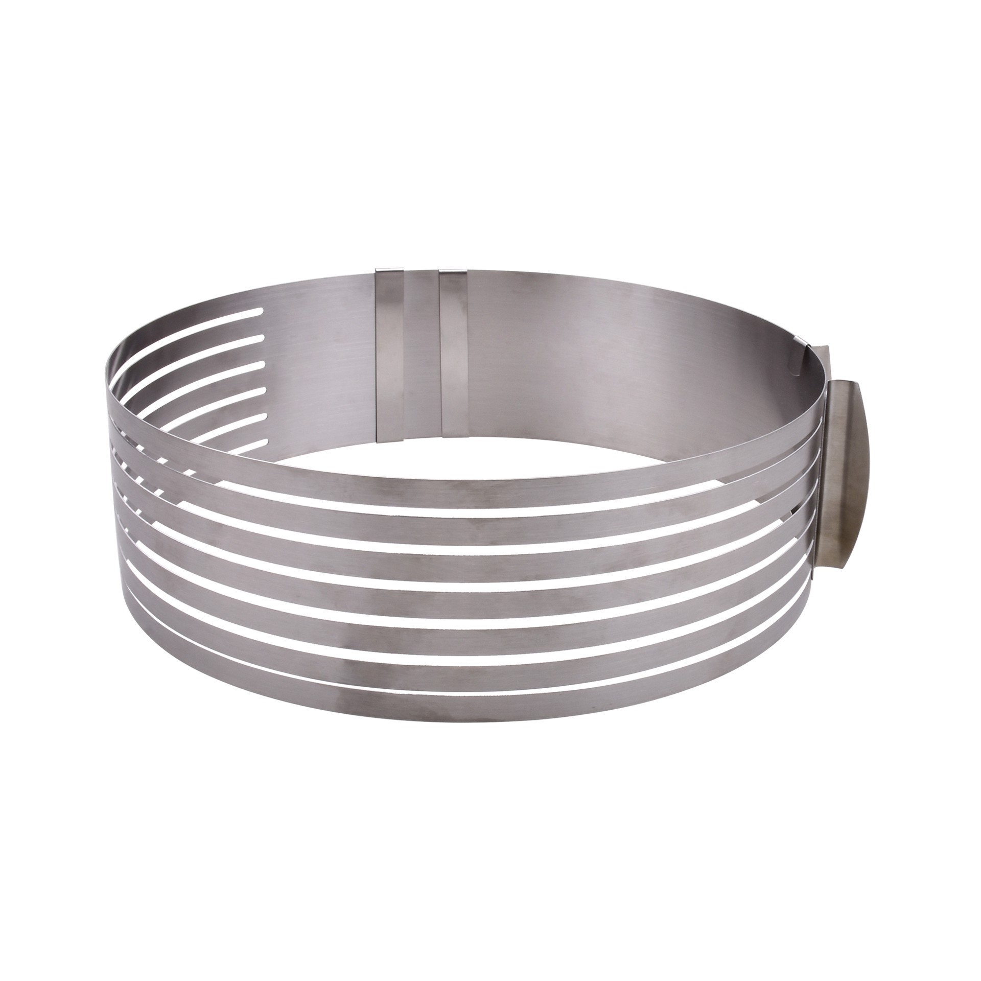 slide 4 of 4, Cake Leveler & Slicing Ring By Celebrate It, adjustable diameter 9.13 in to 12.4 in