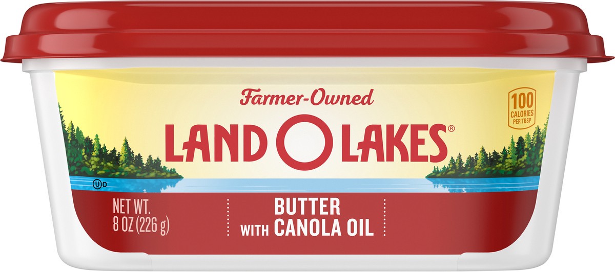 slide 1 of 9, Land O'Lakes Spreadable Butter with Canola Oil, 8 oz