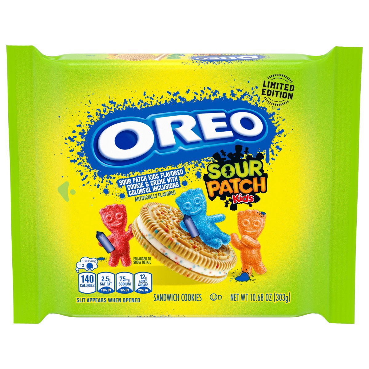 slide 1 of 9, OREO SOUR PATCH KIDS Sandwich Cookies, Limited Edition, 10.68 oz, 10.68 oz
