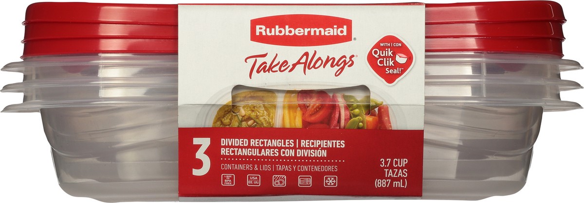 slide 6 of 9, Rubbermaid Takealongs Divided Rectangle Food Storage Container, 3 ct