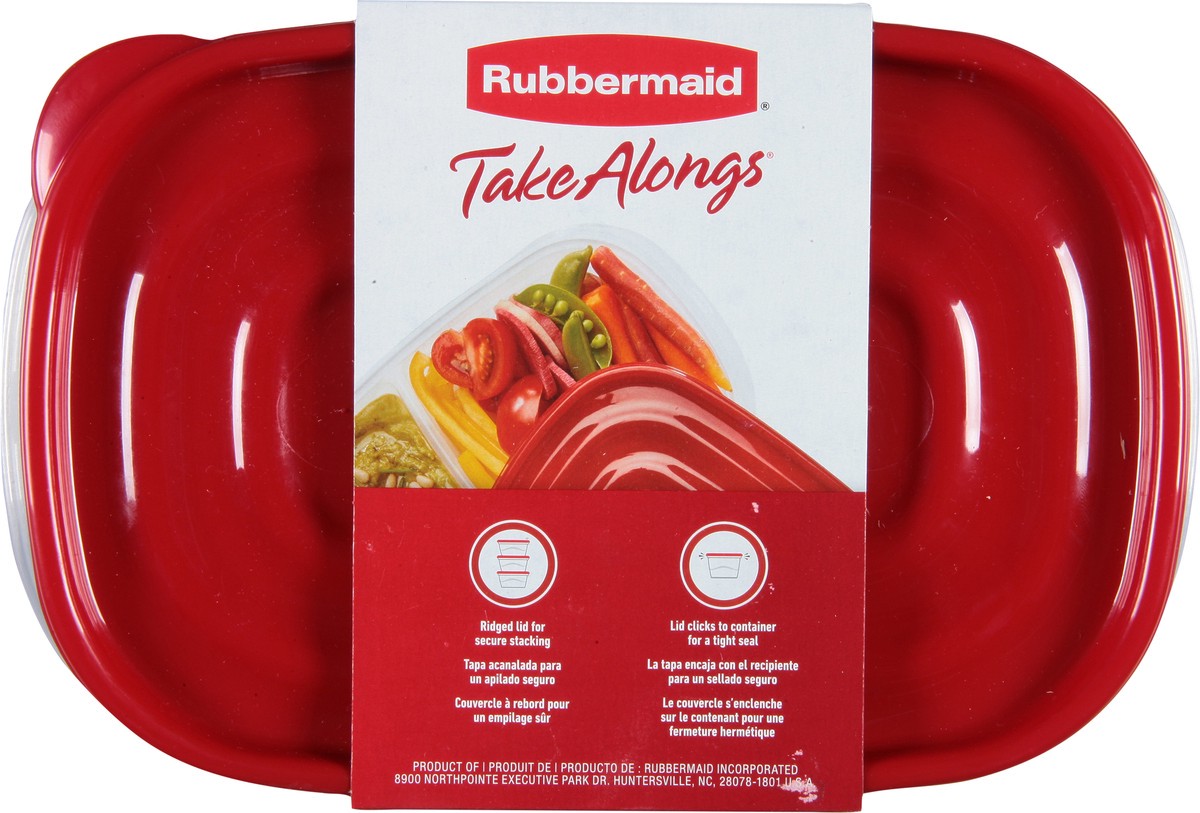 slide 9 of 9, Rubbermaid Takealongs Divided Rectangle Food Storage Container, 3 ct