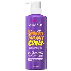 Aussie 3 Minute Miracle Curls Detangling Deep Conditioner Treatment with Coconut Oil, 16 fl oz, Paraben and Sulfate Free