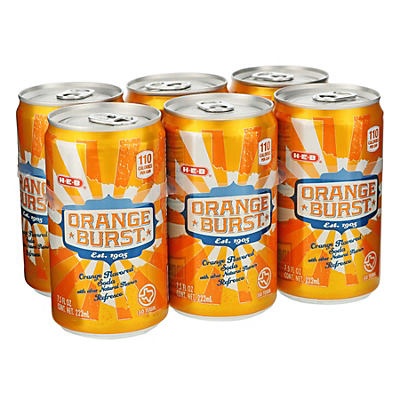 slide 1 of 1, H-E-B Orange Burst Soda - 6 ct, 6 ct