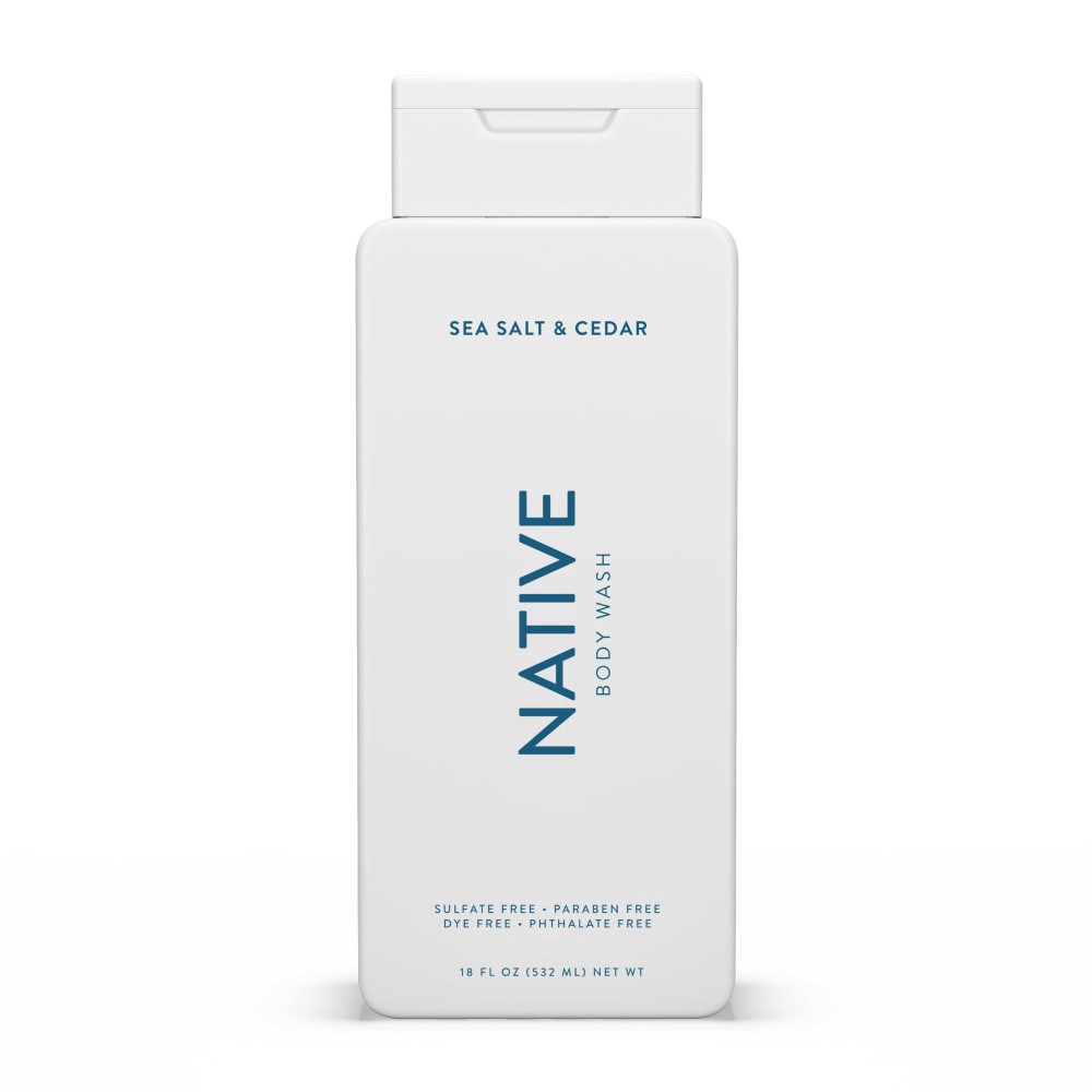 slide 1 of 1, Native Body Wash Sea Salt & Cedar Sulfate Free, 18 fl oz
