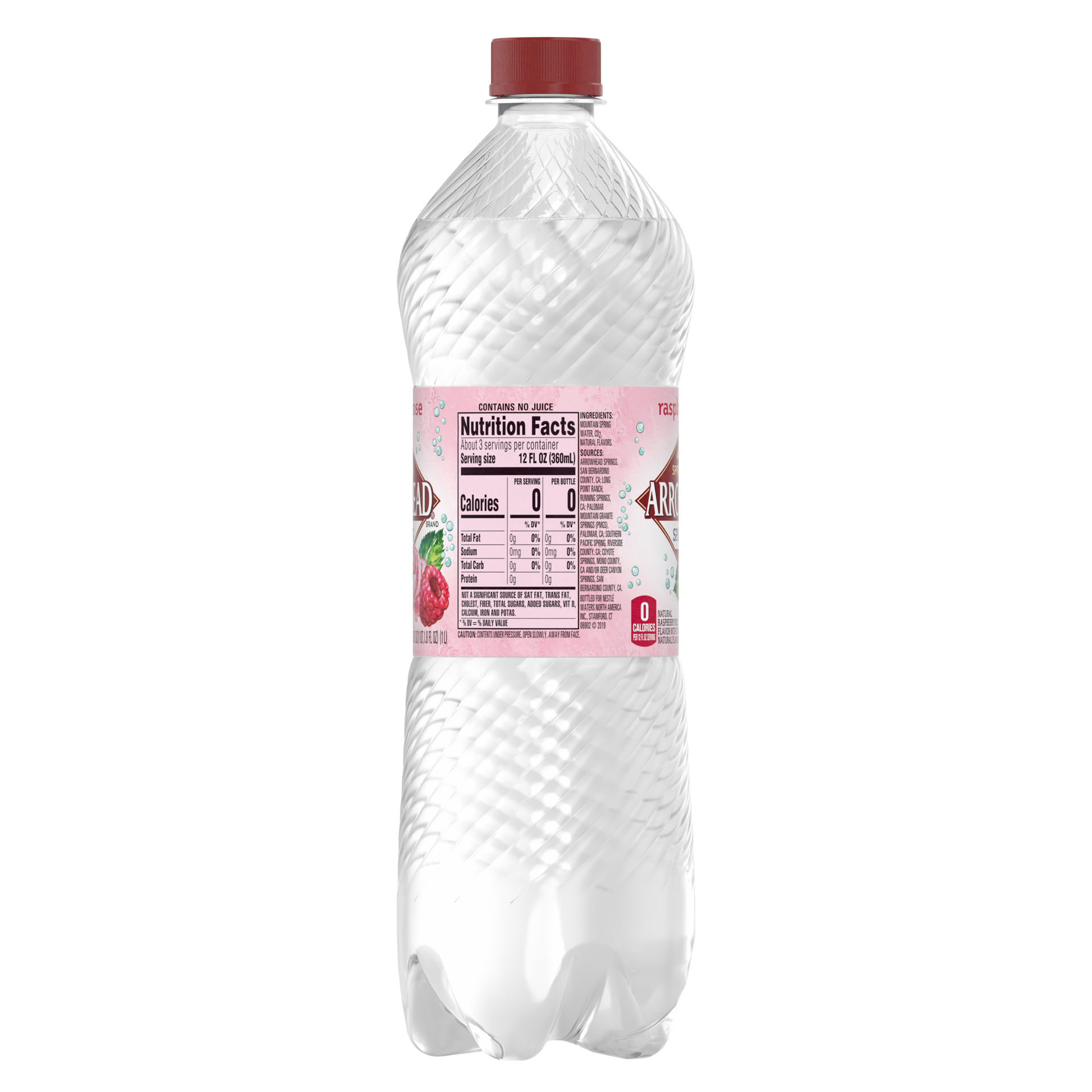 slide 3 of 3, Arrowhead Sparkling Water, Raspberry Rose, 33.8 oz Plastic Bottle, 1 liter