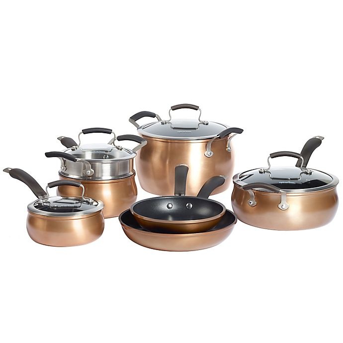 slide 1 of 1, Epicurious Aluminum Nonstick Cookware Set - Copper, 11 ct