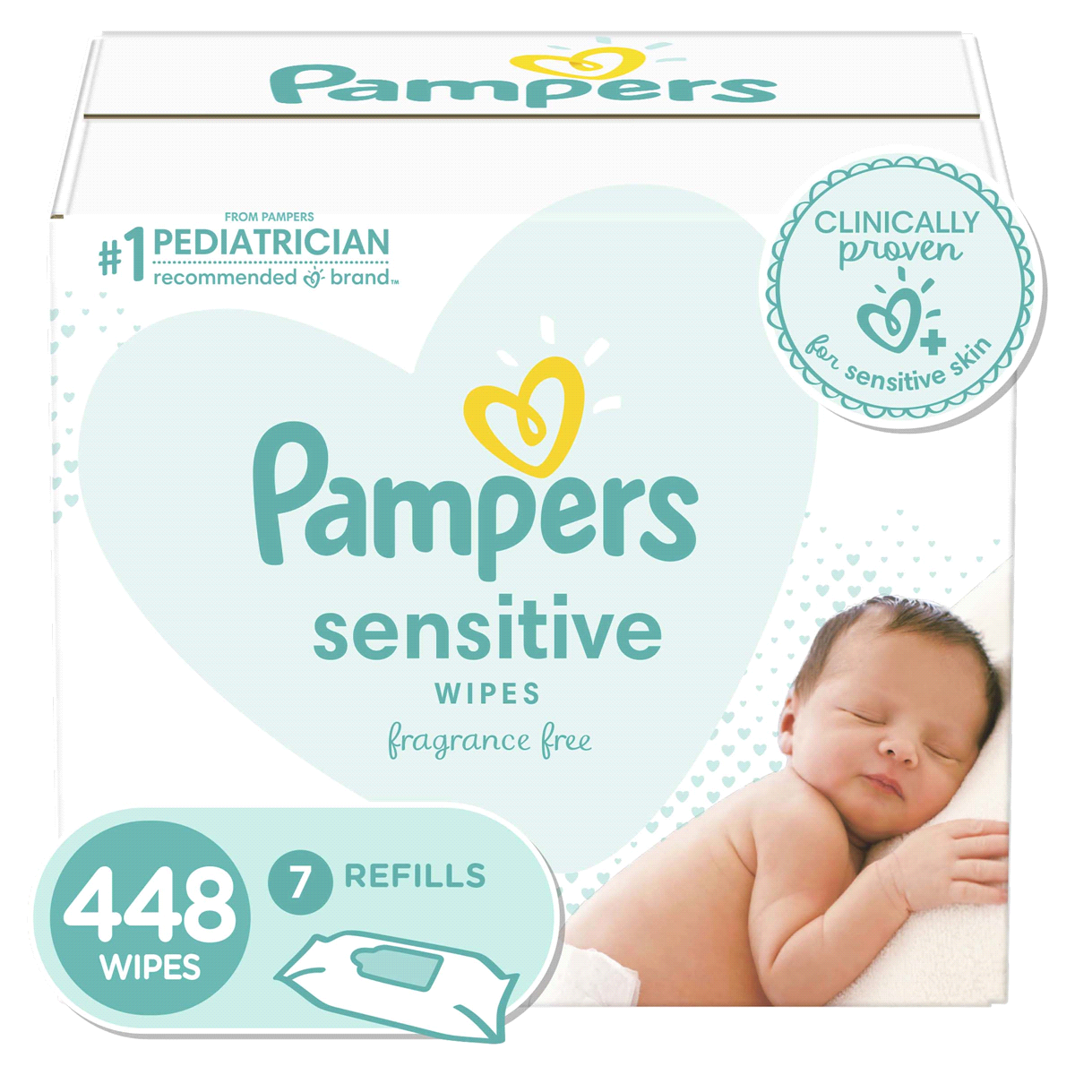 slide 1 of 5, Pampers Sensitive Baby Wipes Refill Pack, 448 ct