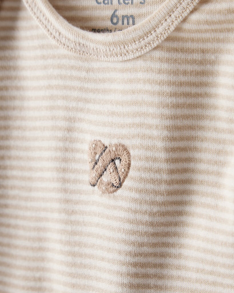 slide 2 of 6, Carter's Baby 4-Pack Snack Time Long-Sleeve Multipack Bodysuits - Blue/White/Brown Blue/White/Brown 6M, 1 ct