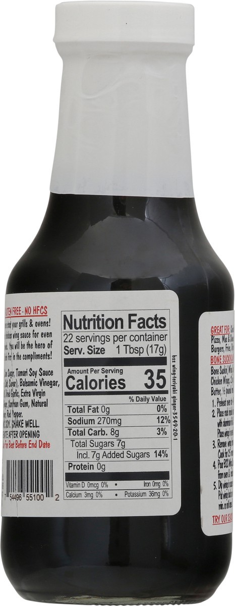slide 8 of 9, Bone Suckin' Teriyaki & Ginger Wing Sauce 13.25 oz Bottle, 13.25 oz