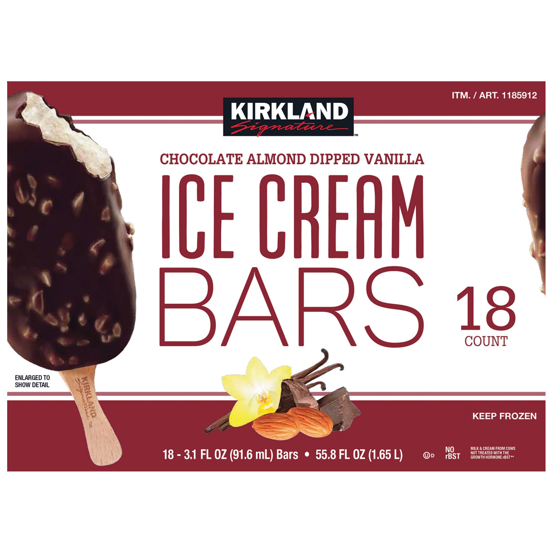 slide 1 of 2, Kirkland Signature Chocolate Almond Dipped Vanilla Ice Cream Bars, 